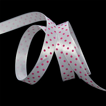 Лента атласная Ideal арт.LDAG02918712 (4) горошек 12мм цв.белый-розовый уп.27,4м