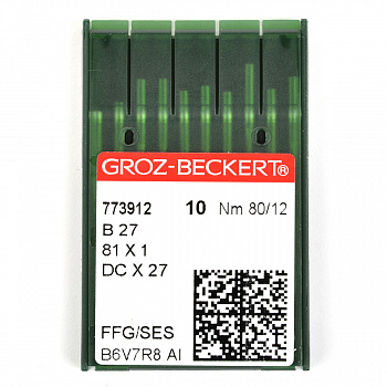 Игла для промышленных швейных машин Groz-Beckert B27/81x1/DCx27/DCx1 FFG  №80 уп.10 игл, арт.773912
