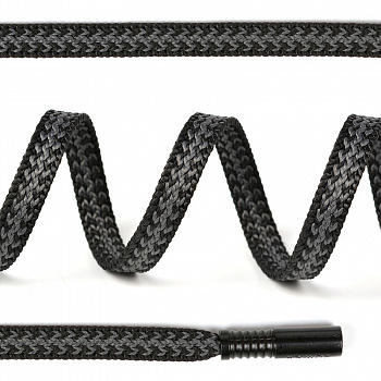Шнурки TBY плоские 8мм арт.SLF028 длина 130 см цв.черный/серый уп.50шт