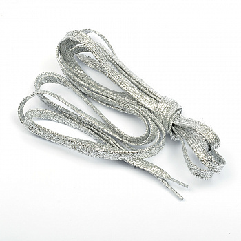 Шнурки плоские 9 мм 6668 длина 150см, компл.2шт, цв.серебро