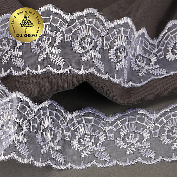 Кружево капрон KRUZHEVO арт.TBS.30010 шир.45мм цв.001 белый уп.9,14м