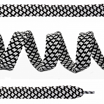 Шнурки плоские 16мм классическое плетение дл.120 см черно-белый шашки (10 компл)