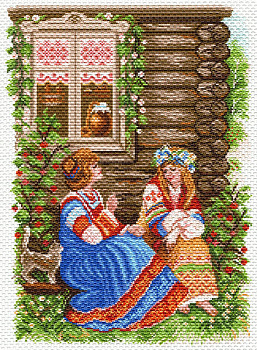 Рисунок на канве МАТРЕНИН ПОСАД арт.37х49 - 1553 Деревенские посиделки