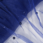 Фатин с бусинами арт.с223-85 шир.150см 100% полиэстер цв.т.синий рул.15м