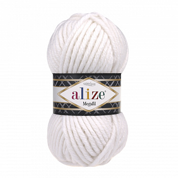 Пряжа для вязания Ализе Superlana Megafil (25% шерсть, 75% акрил) 5х100г/55м цв.055 белый
