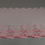 Кружево вышивка на сетке KRUZHEVO арт.TBY.OG36 шир.220мм цв.розовый, правая уп.7,5м