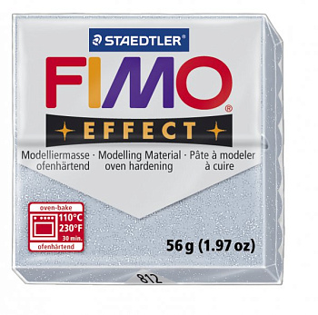 FIMO Effect полимерная глина, запекаемая в печке, уп. 56г цв.серебряный с блестками, арт.8020-812
