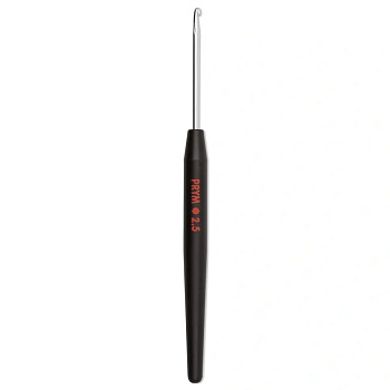 195173 PRYM Крючок для вязания алюминиевый с цветной ручкой 14см 2,5мм уп.1шт