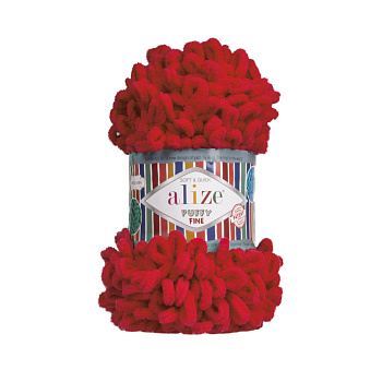 Пряжа для вязания Ализе Puffy Fine (100% микрополиэстер) 5х100г/14м цв.056 красный