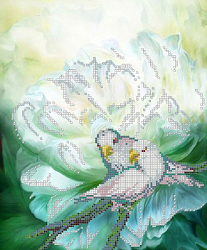 Рисунок на ткани для вышивания бисером КАРТИНЫ БИСЕРОМ арт.S-058 Белые попугаи 25х30 см