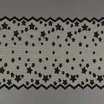 Кружево вышивка на сетке KRUZHEVO арт.TBY.OG35 шир.215мм цв.белый с черными звездами уп.13м