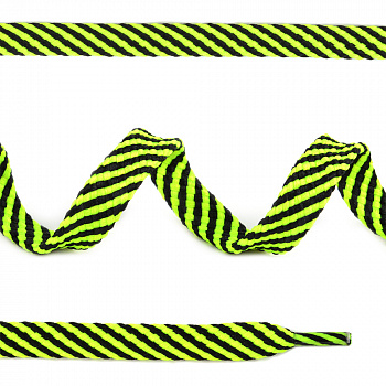 Шнурки плоские 9 мм 7с859 длина 100 см, компл.2шт, цв.черный-люм.желтый