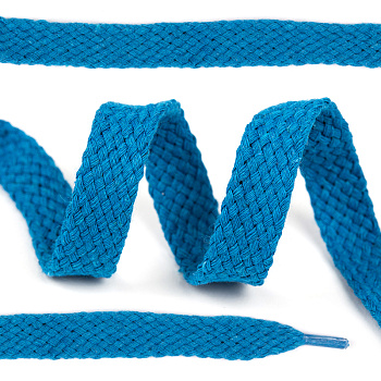 Шнурки плоские 15мм классическое плетение х/б дл.150см цв.022 бирюза (10 комп)