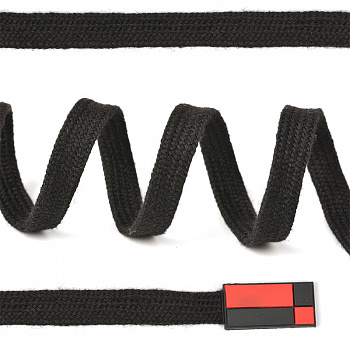 Шнурки TBY плоские 10мм арт.SLF043 длина 130 см цв.черный уп.50шт