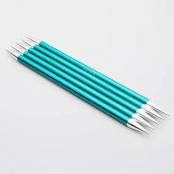 47016 Knit Pro Спицы чулочные для вязания Zing 8мм/15см, алюминий, изумрудный, 5шт