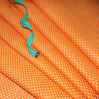 Ткань хлопок Горошек мелк-7056, 120г/м², 100% хлопок, цв.09 оранжевый уп.50х50 см