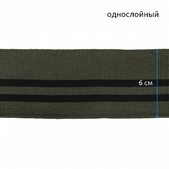 Подвяз трикотажный полиэстер арт.TBY.73078 цв.олива с черными полосами, 6х80см уп.1шт