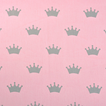 Ткань ранфорс Короны, арт.SL 2945-1, 100% хлопок, шир.240см, цв.розовый/серый, уп.10м