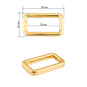 Рамка металл прямоугольная TBY-052501 34х22мм (внутр. 25мм) цв. золото уп. 10шт