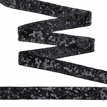 Тесьма с пайетками TBY на сетке арт. TDF02014 шир.20мм цв.черный уп.13,7м