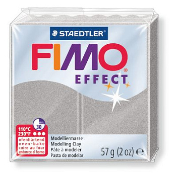 FIMO Effect полимерная глина, запекаемая в печке, уп. 57г цв.св.серебристый перламутр арт.8020-817