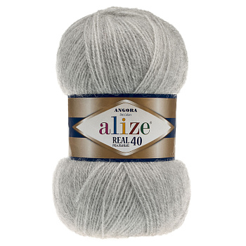 Пряжа для вязания Ализе Angora Real 40 (40% шерсть, 60% акрил) 5х100г/480м цв.614 серый меланж