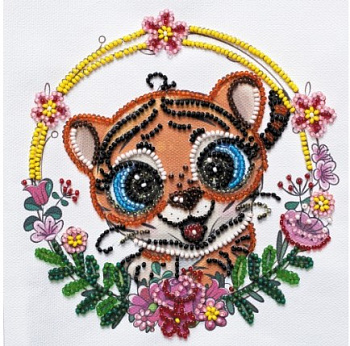 Набор для вышивания бисером АБРИС АРТ арт. AM-235 Веселый тигрёнок 15х15 см