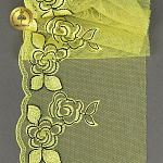 Кружево вышивка на сетке KRUZHEVO арт.TBY.OG74 шир.135мм цв.желтый,левая уп.6м