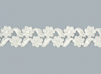 Кружево на органзе арт.TBY ZX151 шир.30мм цв.01 молочный уп.9,14м