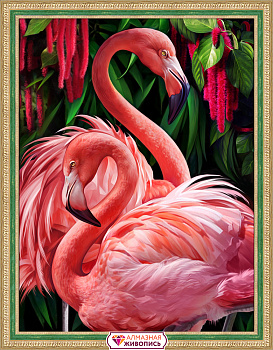 Набор для изготовления картин АЛМАЗНАЯ ЖИВОПИСЬ арт.АЖ.1739 «Пара фламинго» 30х40 см