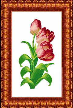 Канва с нанесенным рисунком КАРОЛИНКА арт. КК-410 Тюльпаны 33х53 см