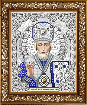 Рисунок на ткани бисером БЛАГОВЕСТ арт.ЖС-5003 Святой Николай в жемчуге