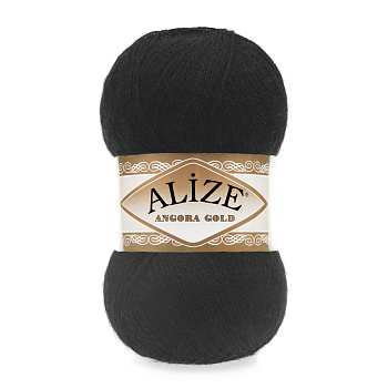 Пряжа для вязания Ализе Angora Gold (20% шерсть, 80% акрил) 5х100г/550м цв.060 черный