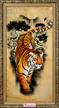 Набор для изготовления картин АЛМАЗНАЯ ЖИВОПИСЬ арт.АЖ.4124 Пергамент с тигром 30х60 см