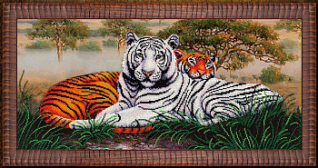 Набор для вышивания бисером МАГИЯ КАНВЫ арт.Б237 Саванна.Тигры 55х25,5 см