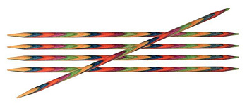 20112 Knit Pro Спицы чулочные для вязания Symfonie 5,5мм/20см, дерево, многоцветный, 5шт