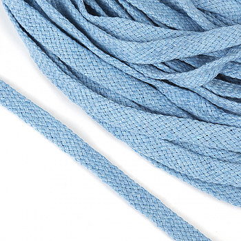 Шнур плоский х/б 10мм турецкое плетение цв.020 голубой уп.25 м