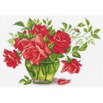 Рисунок на канве МАТРЕНИН ПОСАД арт.37х49 - 1404 Розы в вазе