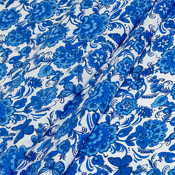 Ткань хлопок Гжель-11128, 125г/м², 100% хлопок, шир.150см, цв.01 синий рул.42м