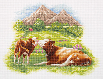 Набор для вышивания PANNA арт. J-7242 Мать и дитя. Коровы 26,5х35 см