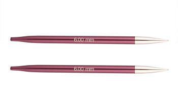 47507 Knit Pro Спицы съемные для вязания Zing 6мм для длины тросика 28-126см, алюминий, фиолетовый бархат 2шт