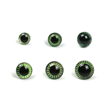Набор глаз в органайзере винтовые пластик с лучиками зеленые d11-22мм 46шт с фикс №5