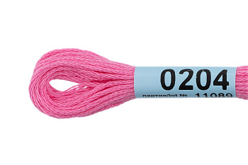 Нитки для вышивания Gamma мулине (0001-0206) 100% хлопок 24 x 8 м цв.0204 ярк.розовый