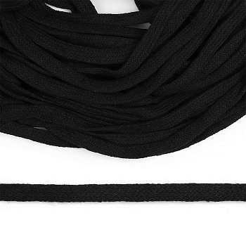 Шнур плоский х/б 15мм классическое плетение арт.TBY.58246 цв.032   черный уп.50м