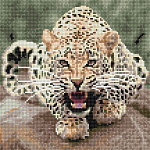 Картины мозаикой Molly арт.KM0672 Леопард (23 цвета) 30х30 см