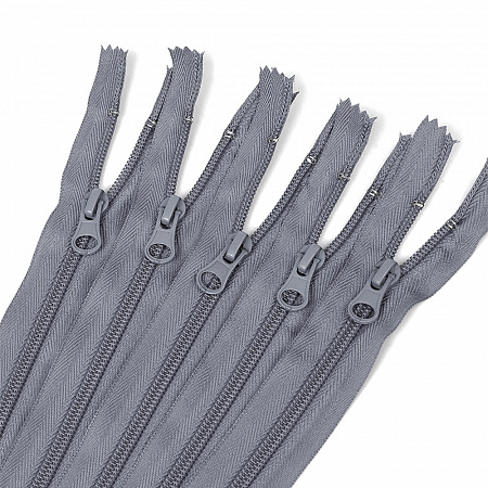 Молния Mzip пласт. спираль №5-N 40см цв.F316 серый уп.50шт