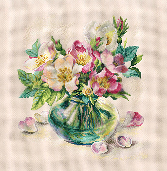 Набор для вышивания РТО арт.M721 Нежные цветы шиповника 26,5х26,5 см