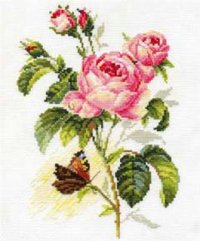 Набор для вышивания АЛИСА арт.2-13 Роза и бабочка 17х25 см