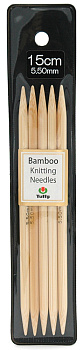 KND060550 Tulip Спицы чулочные для вязания Bamboo  5,5мм / 15см, натуральный бамбук, уп.5шт.