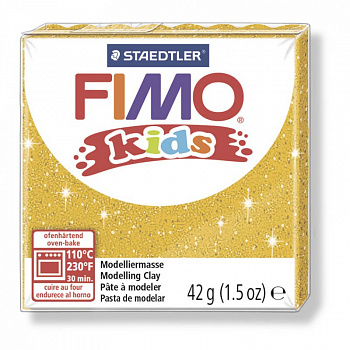 FIMO kids полимерная глина для детей, уп. 42г цв.блестящий золотой, арт.8030-112